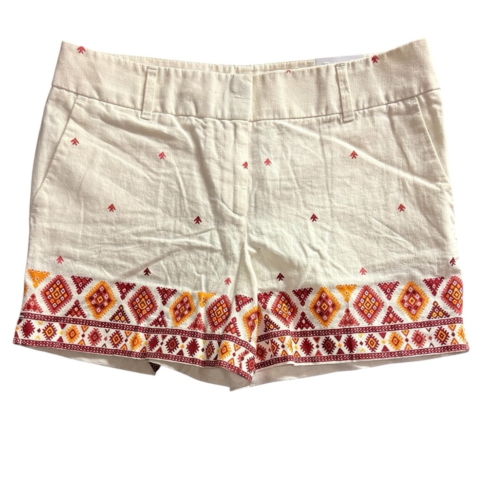 LOFT Ann Taylor Short Womens 6 Multi The Riviera Linen Blend Navajo Pattern NWT